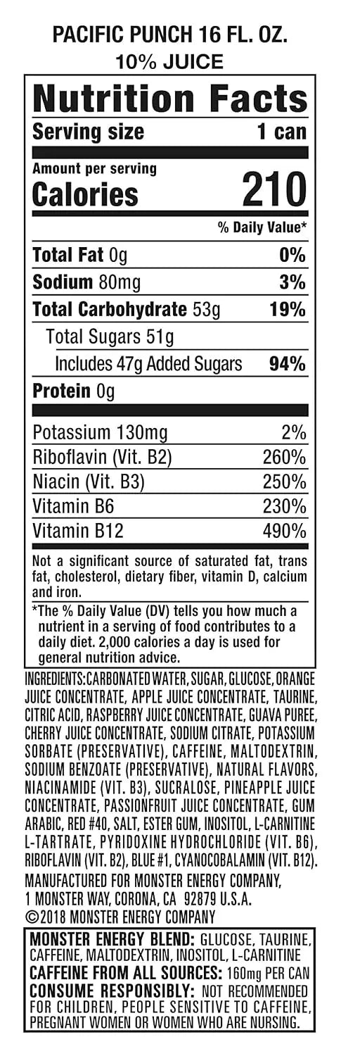 Monster Energy Juice Monster Pacific Punch, Energy Drink, 16 Ounce