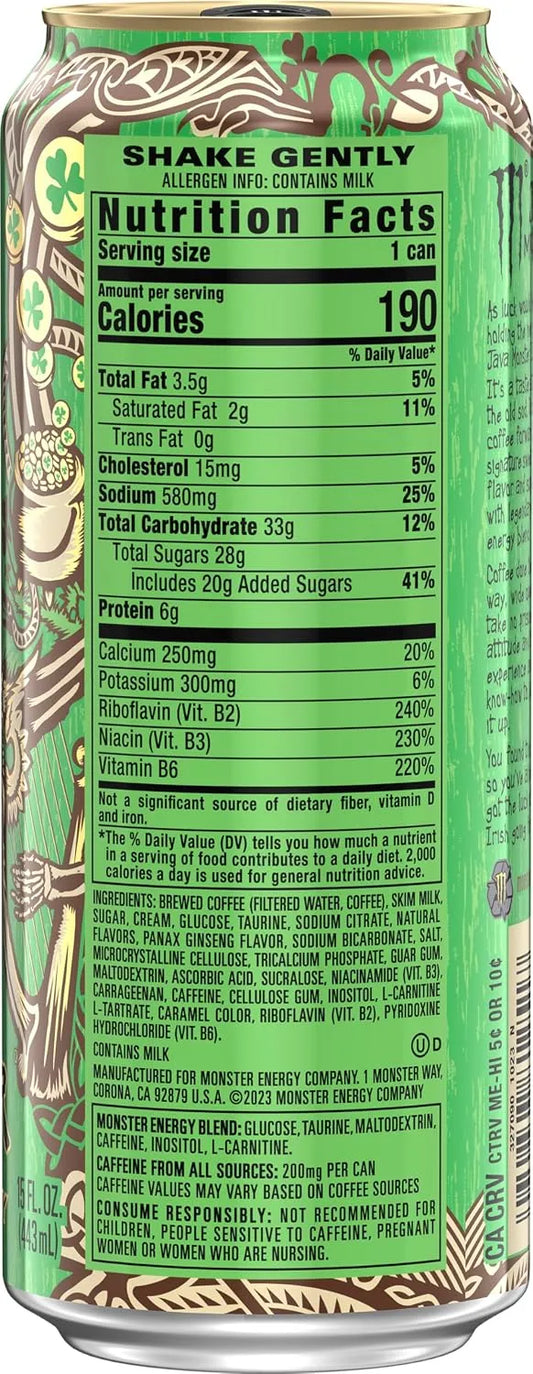 Java Monster Irish Crème, Coffee + Energy Drink, 15 Ounce