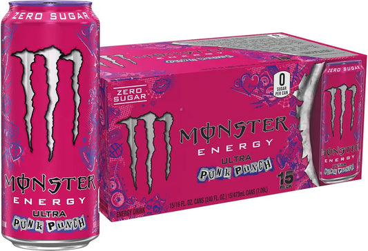 Monster Energy Ultra Punk Punch, Sugar Free Energy Drink, 16 Ounce (Pack of 15)