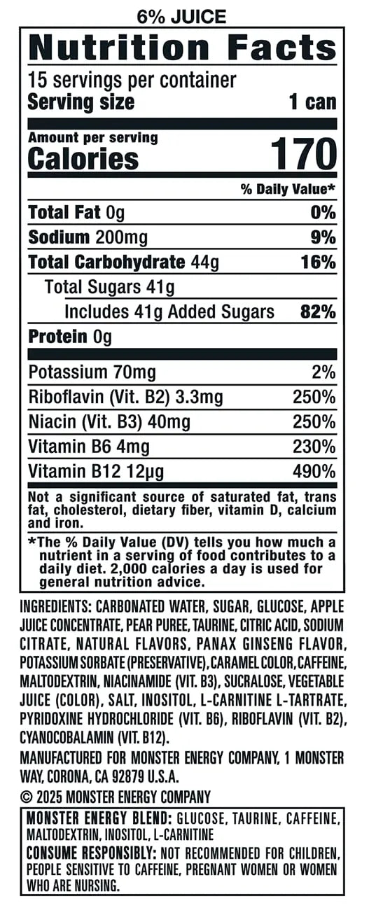 Monster Energy Juice Bad Apple, Energy + Juice, Energy Drink, 16 Ounce (Pack of 15)